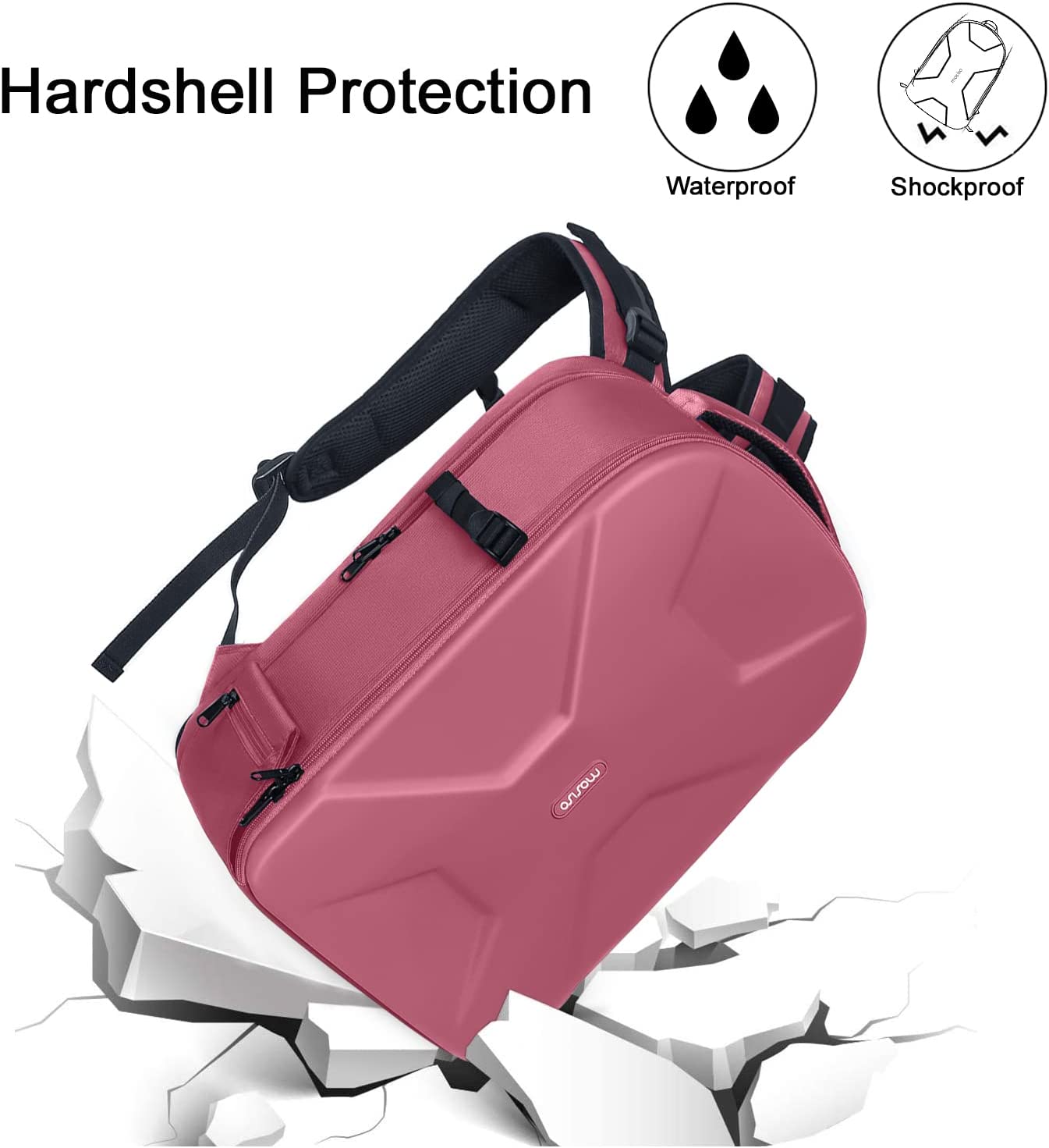 MOSISO Camera Backpack, DSLR/SLR/Mirrorless Photography Camera Bag 15-16 inch Waterproof Hardshell Case with Tripod Holder&Laptop Compartment Compatible with Canon/Nikon/Sony, Dusty Rose - Image 2